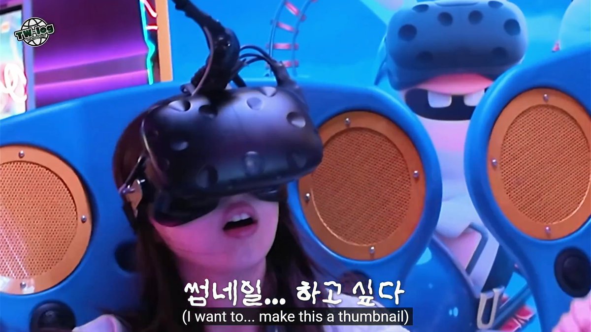 Everyone laughing at Nayeon playing VR with her front teeth out looking exactly like the Rabbid in the background 😭