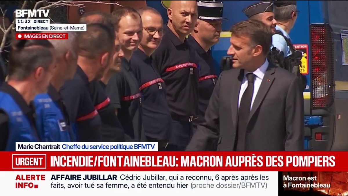 Incendie de Fontainebleau: Emmanuel Macron salue les pompiers et militaires déployés