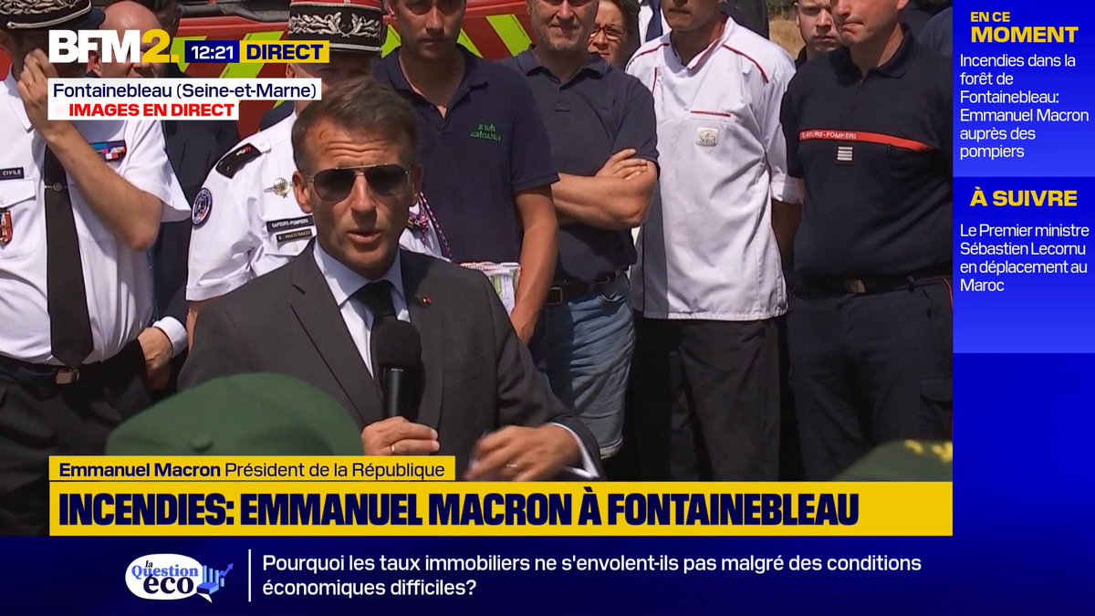 Incendies à Fontainbleau: Emmanuel Macron annonce "un guichet unique pour permettre de collecter la solidarité nationale", afin de "replanter et de rebâtir" cette forêt #BFM2