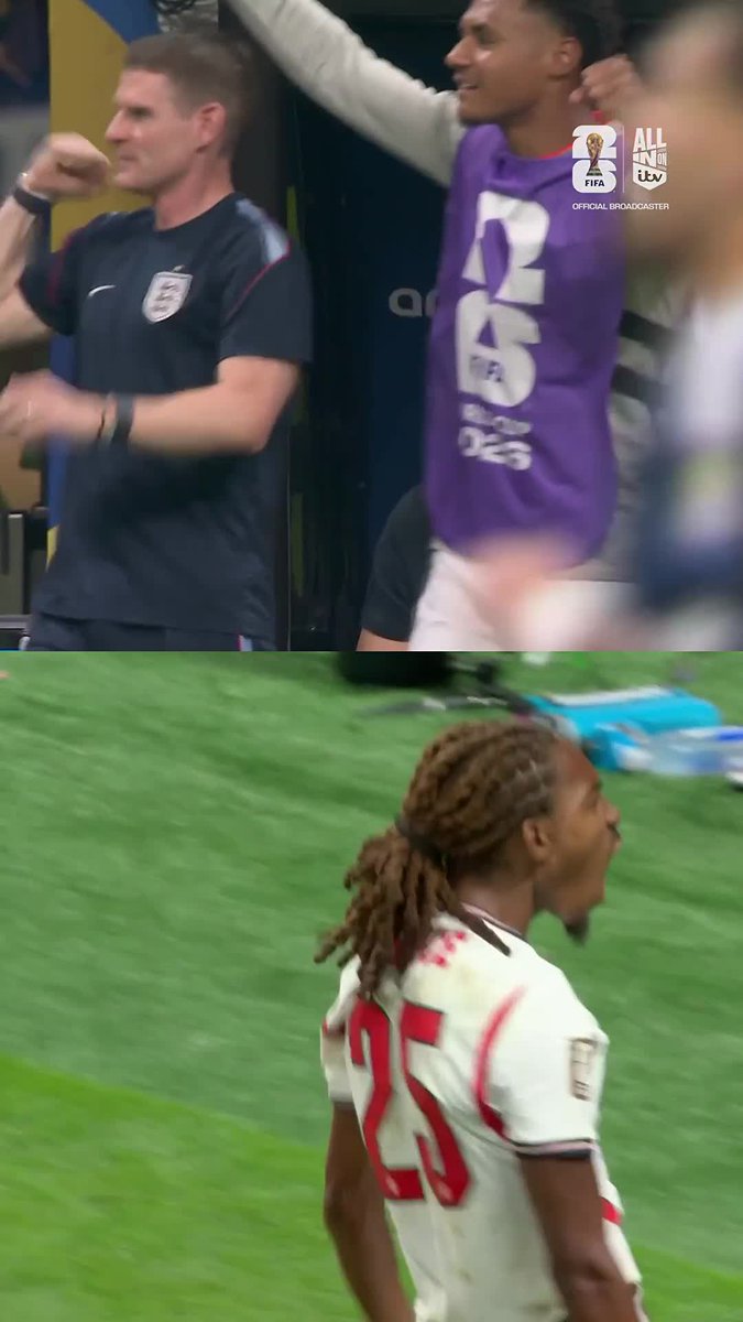 The whole bench LOVED that tackle from Djed 💪 England | Djed Spence