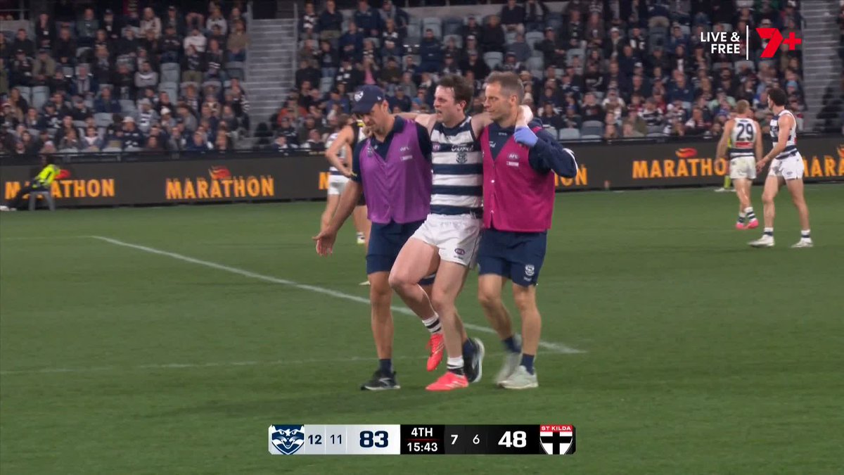 Max Holmes is helped off the field after hurting himself in this passage. Hopefully he's okay 🙏