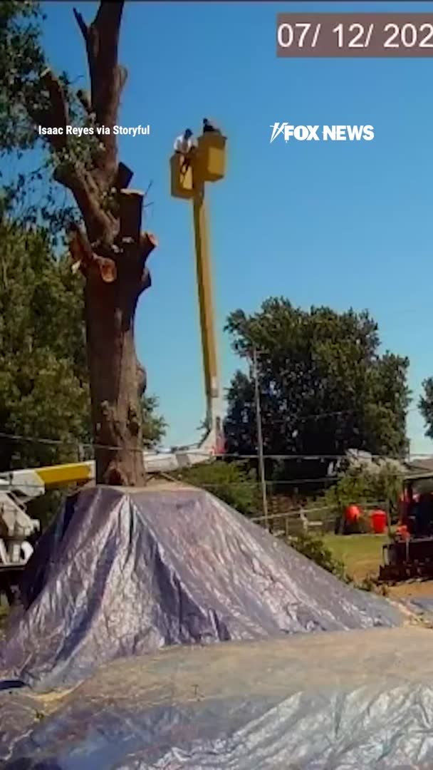 Two landscapers were hurled 45 feet to the ground when a cable snapped on their cherry picker while trimming a tree at an Oklahoma home. Both were injured in the fall, with one suffering a broken femur and torn ligaments. Reflecting on the harrowing moment, one of them shared: "We knew it broke and were bracing for impact. It made us appreciate every single day and we are grateful to be here.”