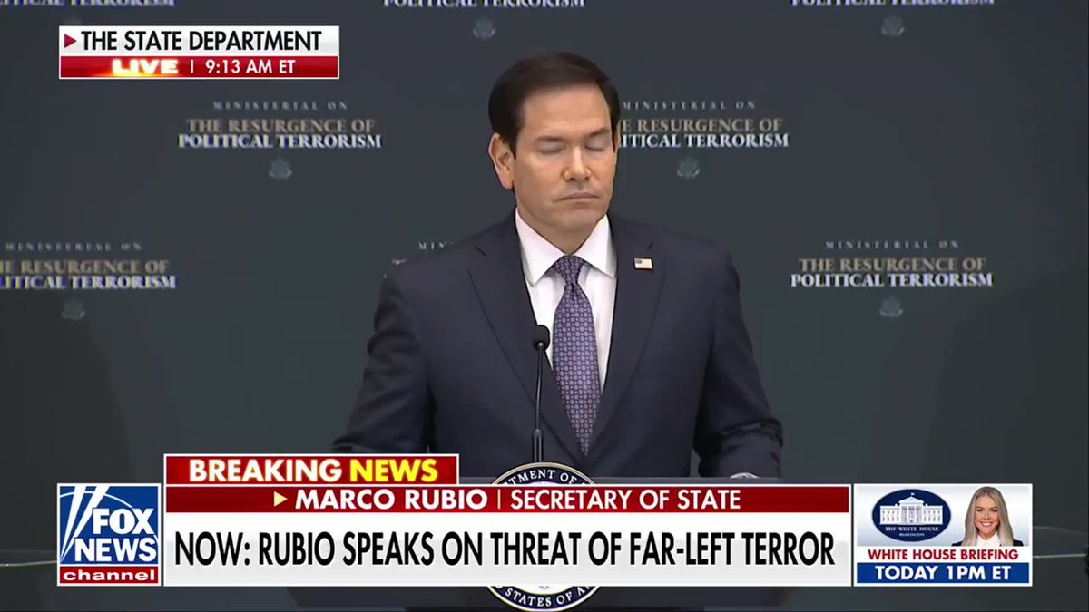 JUST IN: Secretary of State Marco Rubio calls out the global resurgence of far-left political terrorism. "The most essential duty of the state, the first responsibility, frankly, of any government of any kind is the protection of its people, its the protection of its country.” “This is a sacred obligation that should transcend all political and all ideological divisions. It is why, for example, we have militaries. It's why we have intelligence agencies. It's why counterterrorism bureaus exist, why police forces exist.” “Keeping our people safe is the reason why every country represented here has all of these things."
