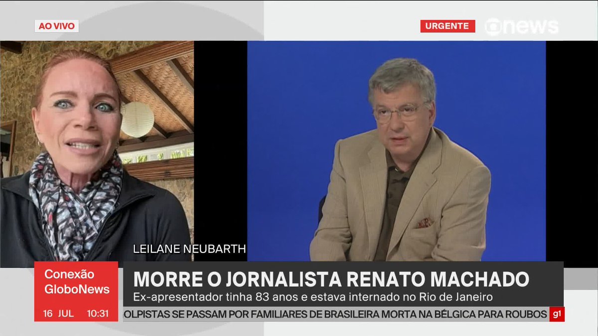 Ao #ConexãoGloboNews, Leilane Neubarth conta que recebeu mensagem “linda” de Renato Machado após se despedir do jornalismo diário e que chegaram a marcar um encontro. Não deu tempo. Ele morreu nesta quinta-feira (16). ➡ Assista à #GloboNews: