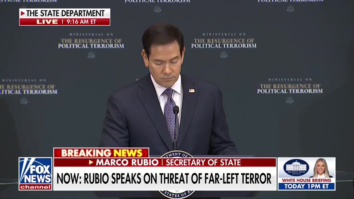 BREAKING: Secretary of State Marco Rubio sends a direct warning on the "blind spot" plaguing American counterterrorism when it comes to addressing far-left extremist violence. Rubio targeted the mainstream press, academia, and legacy institutions, calling out those who dismiss the documented threat as a partisan fiction or a "right-wing fever dream". "For far too long, however, our counterterrorism doctrine has had a blind spot, a blind spot when it comes to extremist violence from the political left." "Even today, the very idea that far-left terrorism could be a serious threat is treated as a right-wing fever dream, or worse, as a dangerous fascist conspiracy."