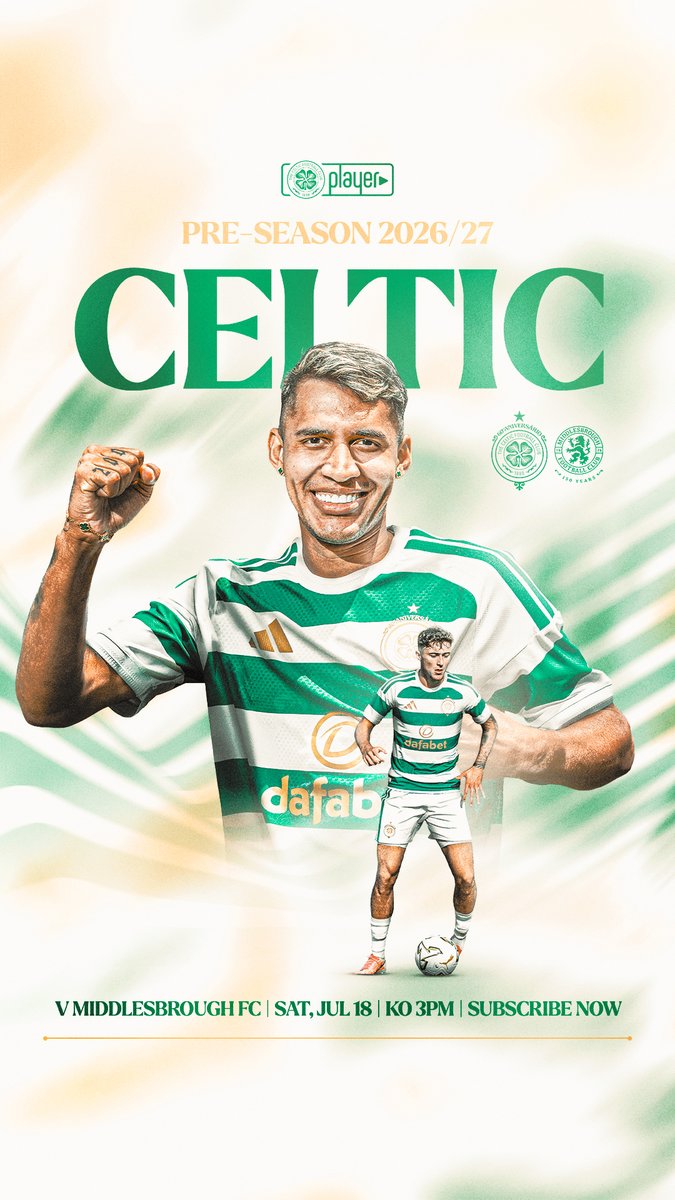 Saturday football is back, live on #CelticPlayer. 🍀📺 The Celts take on Middlesbrough in their latest pre-season test. Join us for all the build-up and every kick, with live coverage starting at 2:45pm CPT ⤵️ #CelticMiddlesbrough