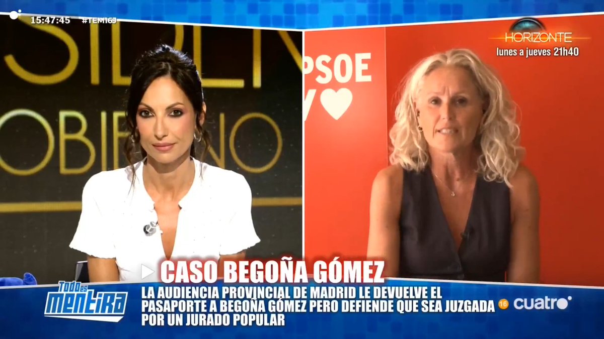 Esta instrucción es una barbaridad desde el inicio porque está basada en recortes de periódicos, noticias falsas y en una denuncia de una organización ultraderechista. Begoña es inocente y, si se encuentra en esta situación, es por ser la mujer del presidente del Gobierno. Montse Mínguez en Todo Es Mentira