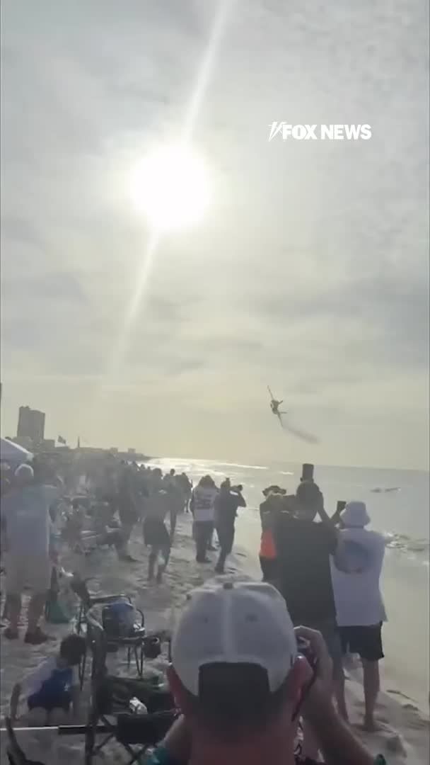 Navy jet gets too close for comfort on a Florida beach. Video shows a Blue Angels jet flying just feet above people's heads — sending beach chairs, umbrellas, and tents tumbling through the air. No injuries were reported, and the Navy has opened a safety review into the incident.