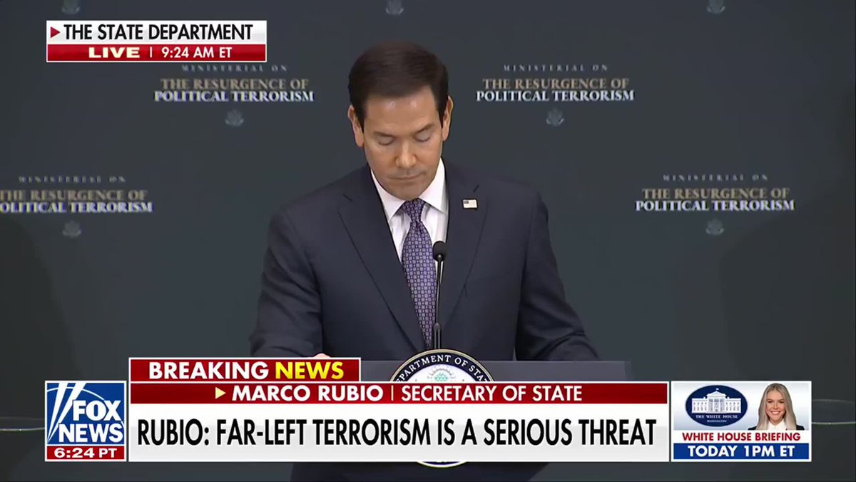 NEW: Secretary of State Marco Rubio warns the U.S. is facing "a new wave of this old evil," arguing that far-left extremist violence has surged to levels not seen in decades. Rubio pointed to a series of recent deadly attacks by extremists: —the assassination of Charlie Kirk —the killing of UnitedHealthcare CEO Brian Thompson —the 2025 Minnesota Catholic school shooting carried out by a transgender shooter —attacks targeting immigration officers "This is a distinctive and unique evil. It has always been driven by a hatred above all else, a hatred for civilization itself." "It is a revolt of the worst against the best, a revolt of the weak and the cowardly, against the strong and the good."