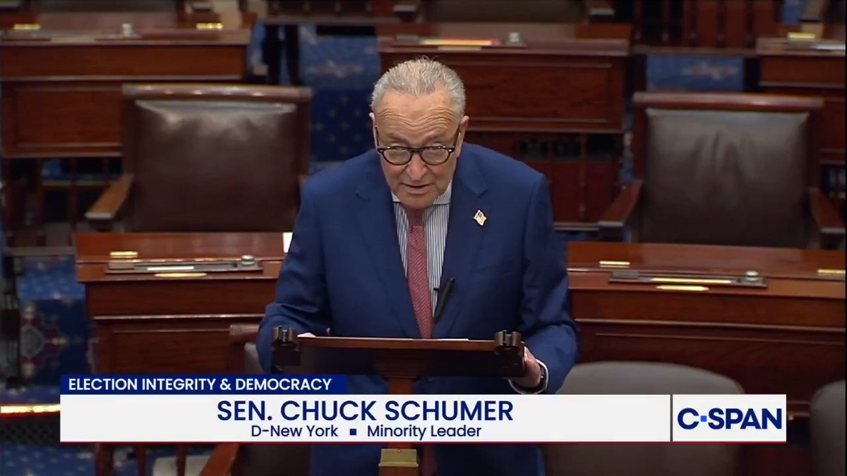 Sen. Schumer on President Trump's Oval Office address tonight: "Trump may control the microphone tonight, but he will not control the verdict in November...we will fight like hell to make sure Trump can't silence voters."
