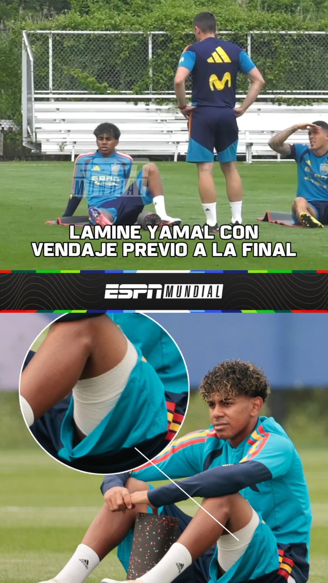 ¿ALARMAS ENCENDIDAS EN ESPAÑA? Lamine Yamal no se entrenó junto al resto del plantel y se lo vio con un vendaje en su pierna izquierda. 🎬 #ESPNMundial 📺 Mirá los mejores partidos de la #FIFAWorldCup por ESPN, en el Plan Premium de #DisneyPlus