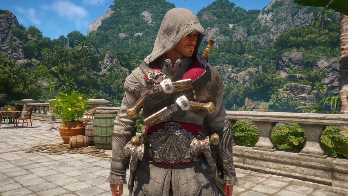 The Ezio Auditore Legacy Outfit is now finally available in 🏴☠️ Assassin's Creed Black Flag Resynced 🏴☠️! It is available for 3000 Keys in the Animus Hub Exchange page!