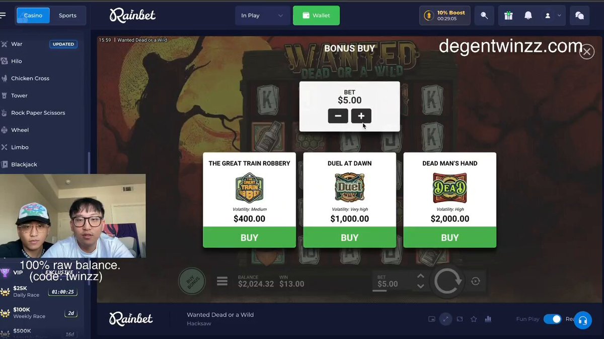 Ever seen twins hit a max win for $125,000 together? Degen Twinzz 👏