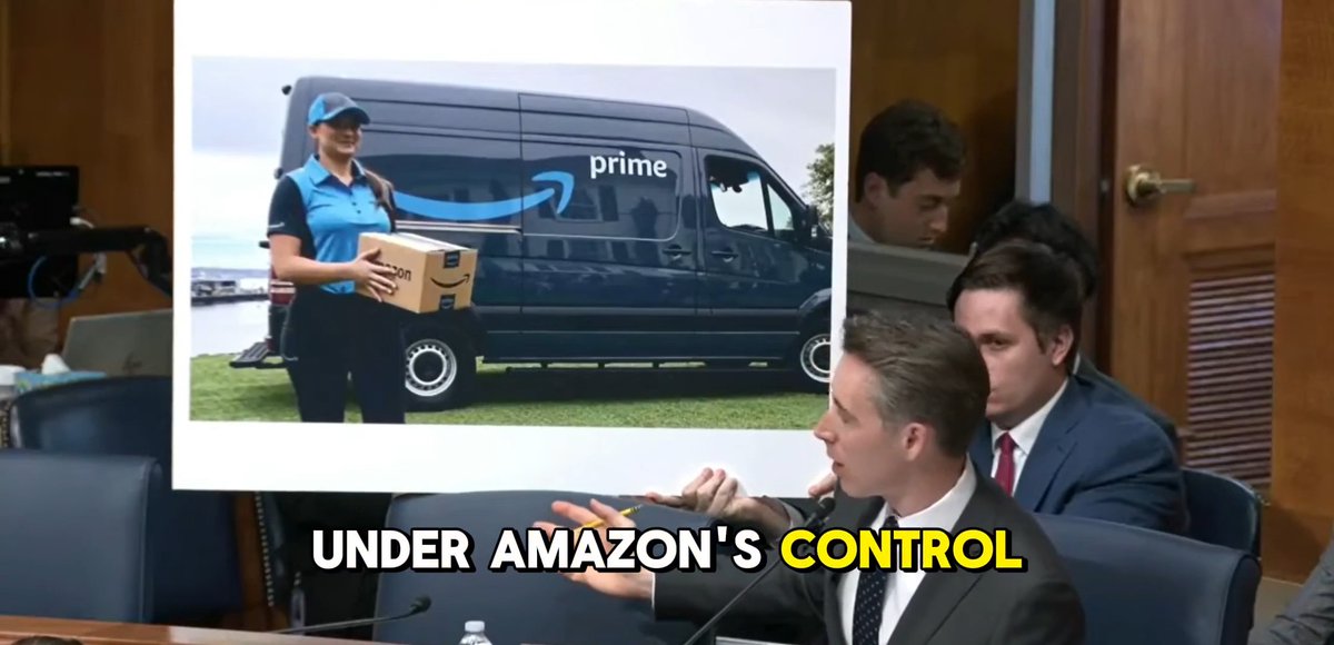 "Amazon controls all of this, and they're trying to game the system so they get treated like a local franchiser. It is absolutely vital that the joint employer rule not excuse Amazon's ridiculous efforts to prevent people from getting a good paycheck and getting health care." Thank you Josh Hawley for standing with Teamsters and showing America how Amazon takes advantage of workers through their corrupt Delivery Service Partner model. The Teamsters are committed to ending Amazon's third-party system and winning the pay and benefits Amazon workers deserve for making it the wealthiest company on the planet.