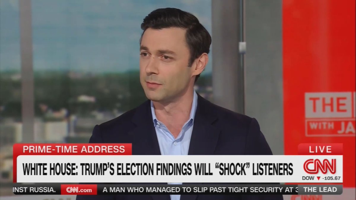 Ossoff: I expect tonight's speech to be equal parts pathetic and dangerous. I think we will hear from the world's most famous sore loser, a primetime presidential sour grapes address, reheating debunked conspiracy theories about an election in which he was soundly defeated.