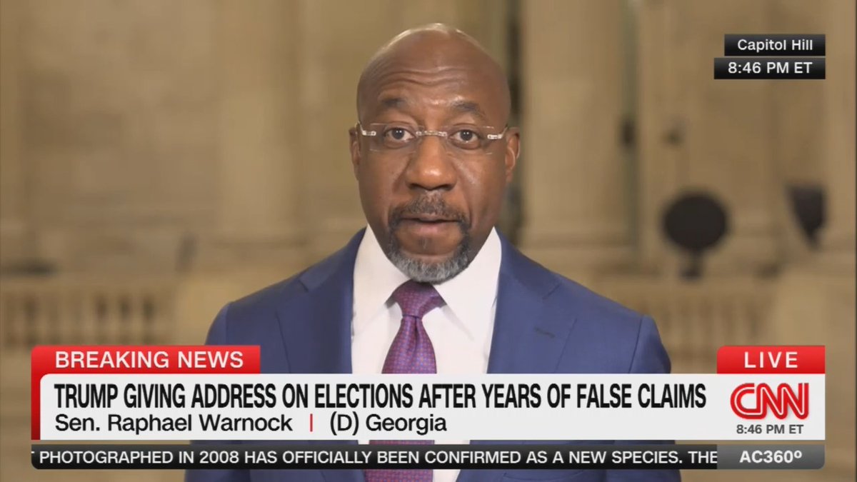 Warnock: Trump is a failed president and his support is collapsing before his very eyes. Instead of doing something for the people—who I don't mind admitting elected him in 2024—he's trying to change the rules of the game.