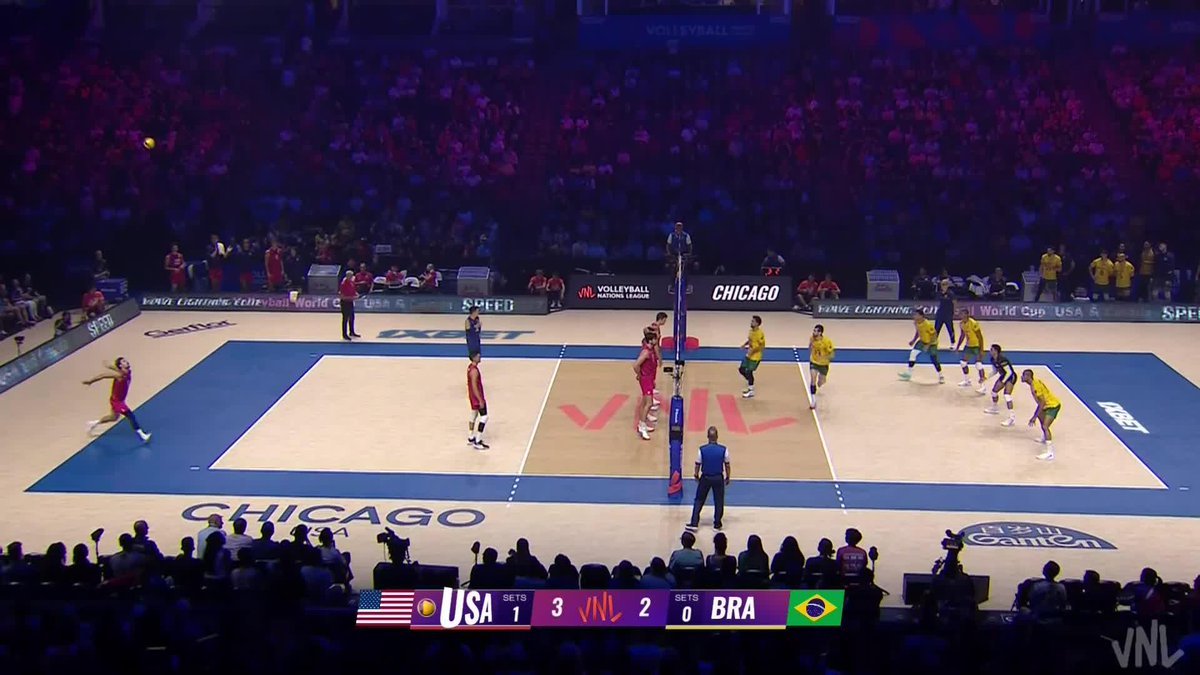 #VNL2026: 🇺🇸 TJ DEFALCO IS FEELING IT 😮💨! 3 STRAIGHT SERVICE ACES 💥 from the outside hitter 💪🏻! 📺 LIVE NOW on VBTV: 🏐 #BePartOfTheGame #Volleyball