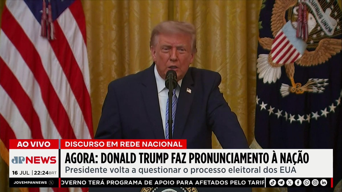 Trump sugere revogar licenças de TVs, após não quererem participar de coletiva 📺 Confira na JP News 👉 #JornalJovemPan