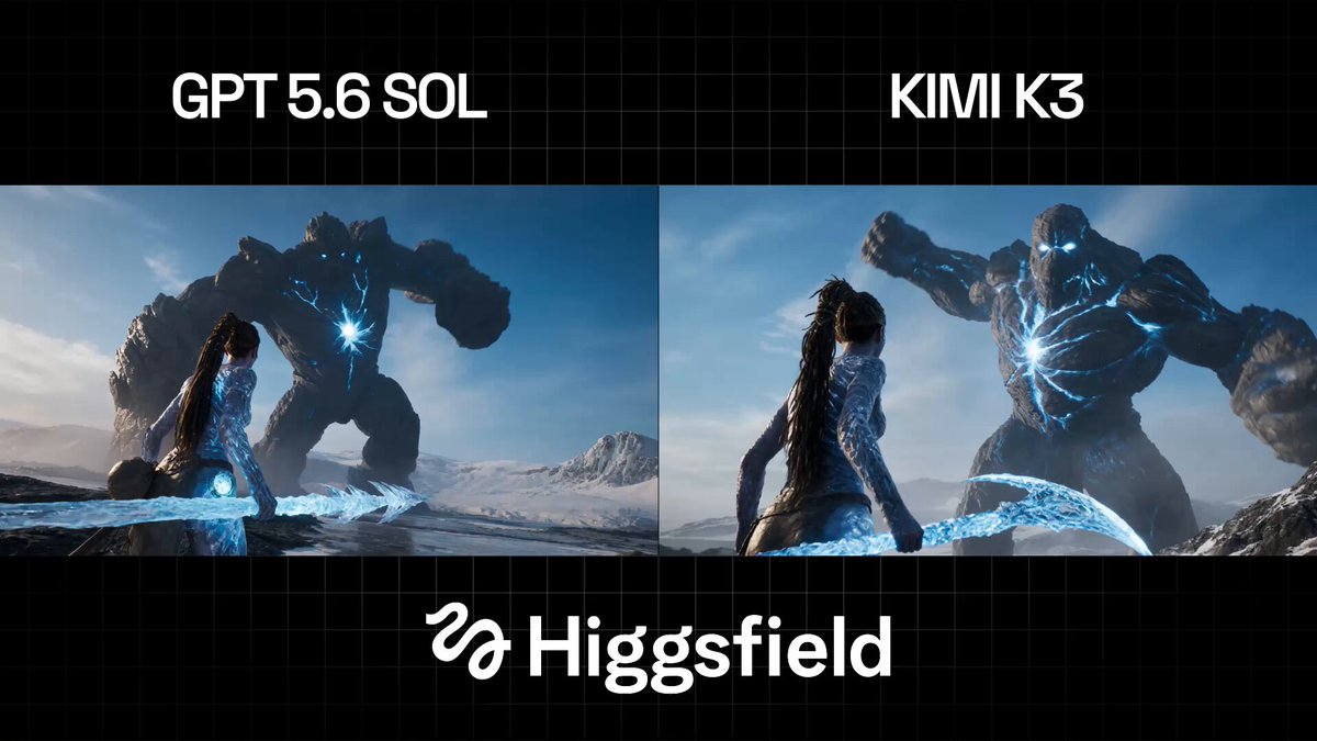 Kimi K3 vs. GPT 5.6 Sol comparison against the same ice colossus. Made with Seedance 2.0.