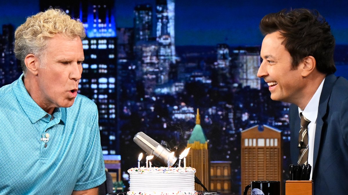 Things go off the rails when Will Ferrell can’t blow out his birthday candles 🤣 #FallonTonight