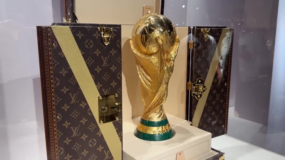 Louis Vuitton crafts its fifth consecutive World Cup trophy trunk, featuring a golden ‘V’ for victory and the brand's iconic monogram design