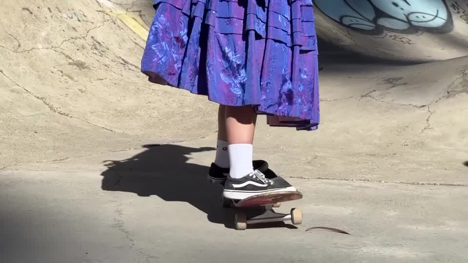 Bolivian women skaters wear traditional pollera skirts while skateboarding to honor their Indigenous heritage and challenge gender stereotypes