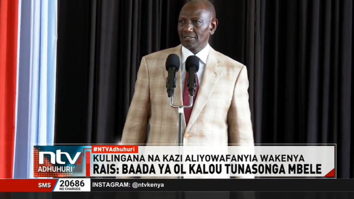 Rais William Ruto amemtaka mbunge aliyechaguliwa Ol Kalou na tiketi ya chama ya DCP Sammy Kamau Waweru kuwafanyia wakazi wa Ol Kalou kazi akisema kila mbunge atawekwa kwenye mizani ya kazi aliyowafanyia wakenya. #NTVAdhuhuri Ruga Eval