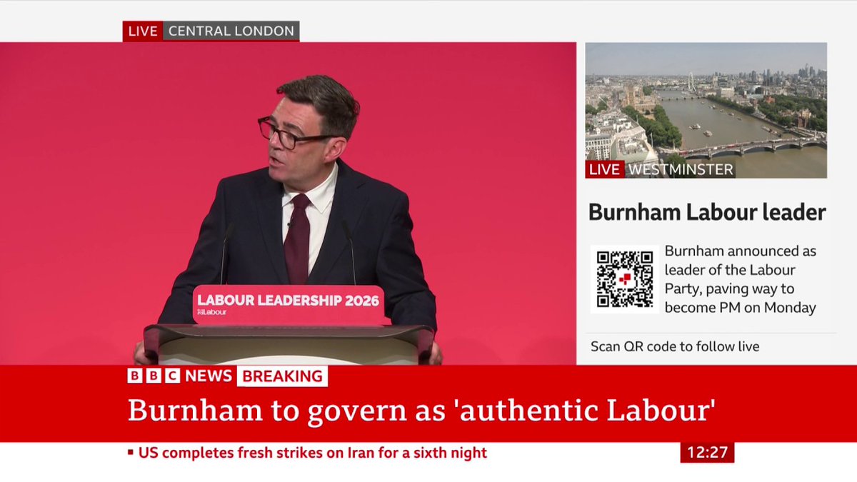 "As your leader I will set a direction that is distinctively Labour," Andy Burnham says "We win by being us," the new Labour leader adds Follow live: