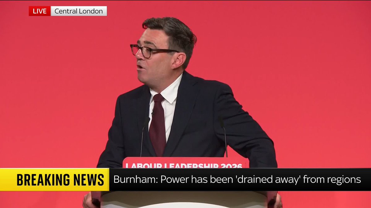 'I will be a leader for the North, the South, the East and the West' New Labour Leader Andy Burham pledges to be a leader for every region in the UK Follow our live updates: 📺 Sky 501, Virgin 602, Freeview 233 and YouTube