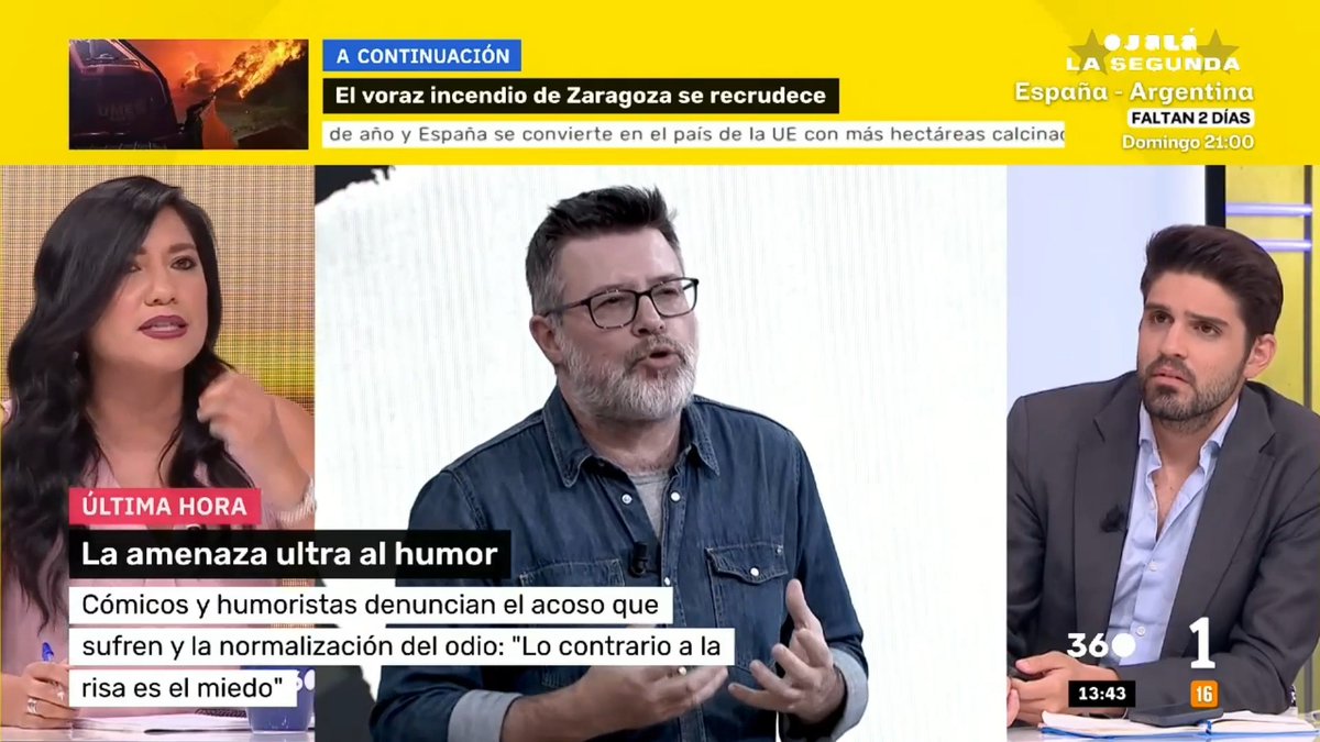 "Lo que estamos viendo no solamente es una amenaza al humor, lo que estamos viendo es un mensaje de disciplinamiento" Laura Arroyo en Mañaneros 360 sobre la detención del humorista Quequé 👇🏾 #Mañaneros17J