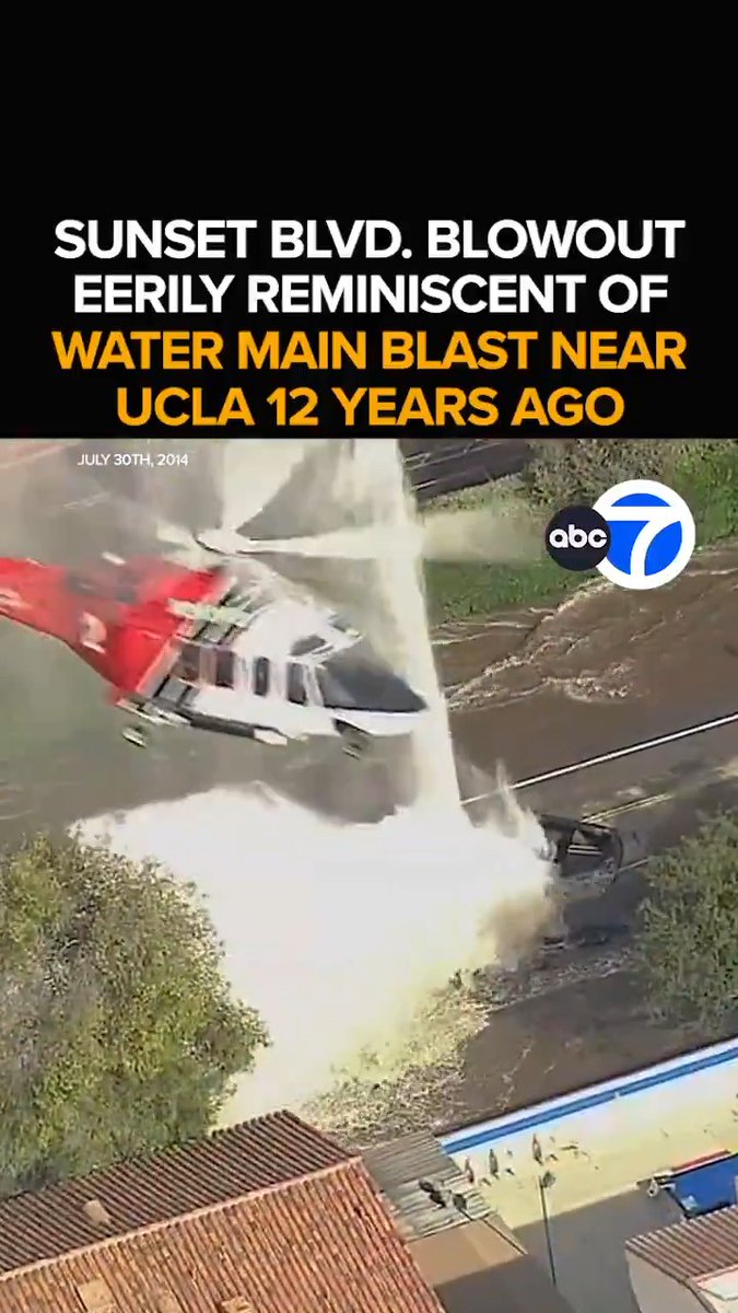 Thursday's water main blowout on Sunset Blvd. brings back memories of a similar rupture just down the road. Millions of gallons of water flooded the UCLA campus on July 30th, 2014. The lessons from the past, and the murky future near the latest breach. This morning at 6 from ABC7