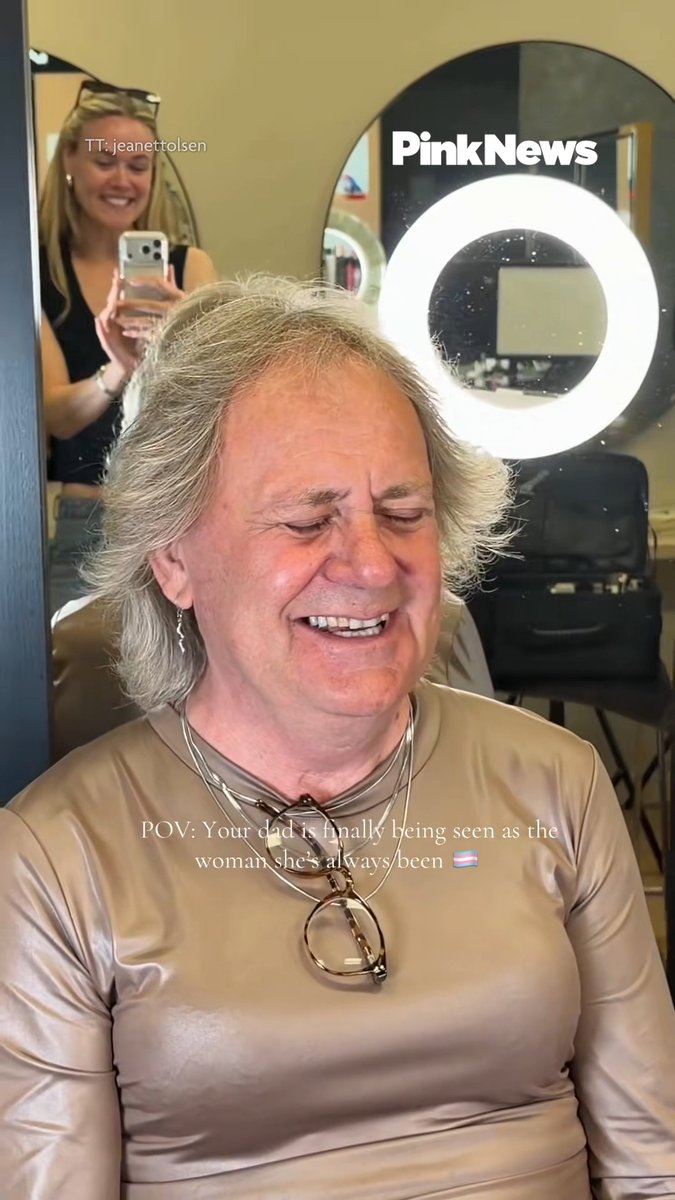 POV: Your dad is finally being seen as the woman she's always been. Jeanett Olson shared a moving tribute to her trans parent, showing them receiving a gender-affirming makeover. Olson shared the video on social media along with the caption: 'Look at that smile' 'I’m so proud of you and can’t wait for you to walk me down the aisle this summer' 'Imagine keeping this secret for over 50 years and now finally being who she’s supposed to be' Thank you both for sharing such a sweet moment with the world. 💖