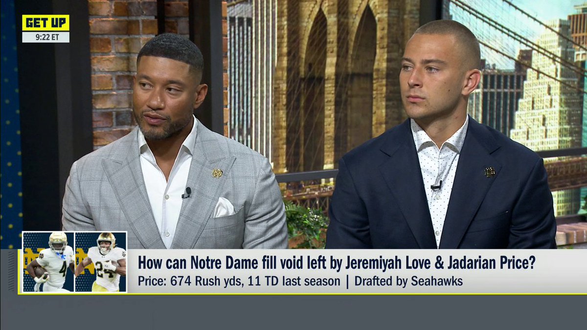 "You're not gonna replace those people, you have to replace the production. ... We got some great coaches that have developed these young guys." —Marcus Freeman on Notre Dame losing Jeremiyah Love and Jadarian Price to the NFL draft 🏈