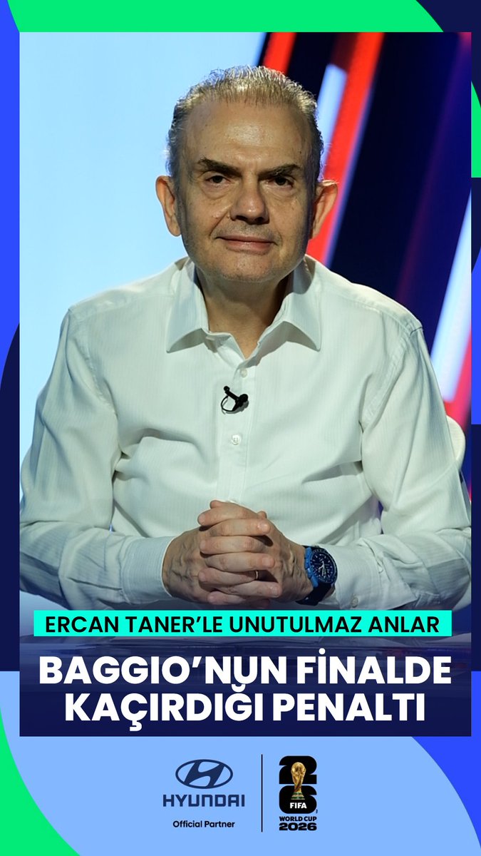 FIFA Dünya Kupası 2026™ Resmi Sponsoru Hyundai'nin katkılarıyla hazırlanan "Ercan Taner'le Unutulmaz Anlar" Dünya Kupası boyunca her gün sizlerle olacak. Bölüm 37: Roberto Baggio’nun Finalde Kaçırdığı Penaltı 🎙️ Ercan Taner 📻 Radyospor Hyundai Türkiye #rekla