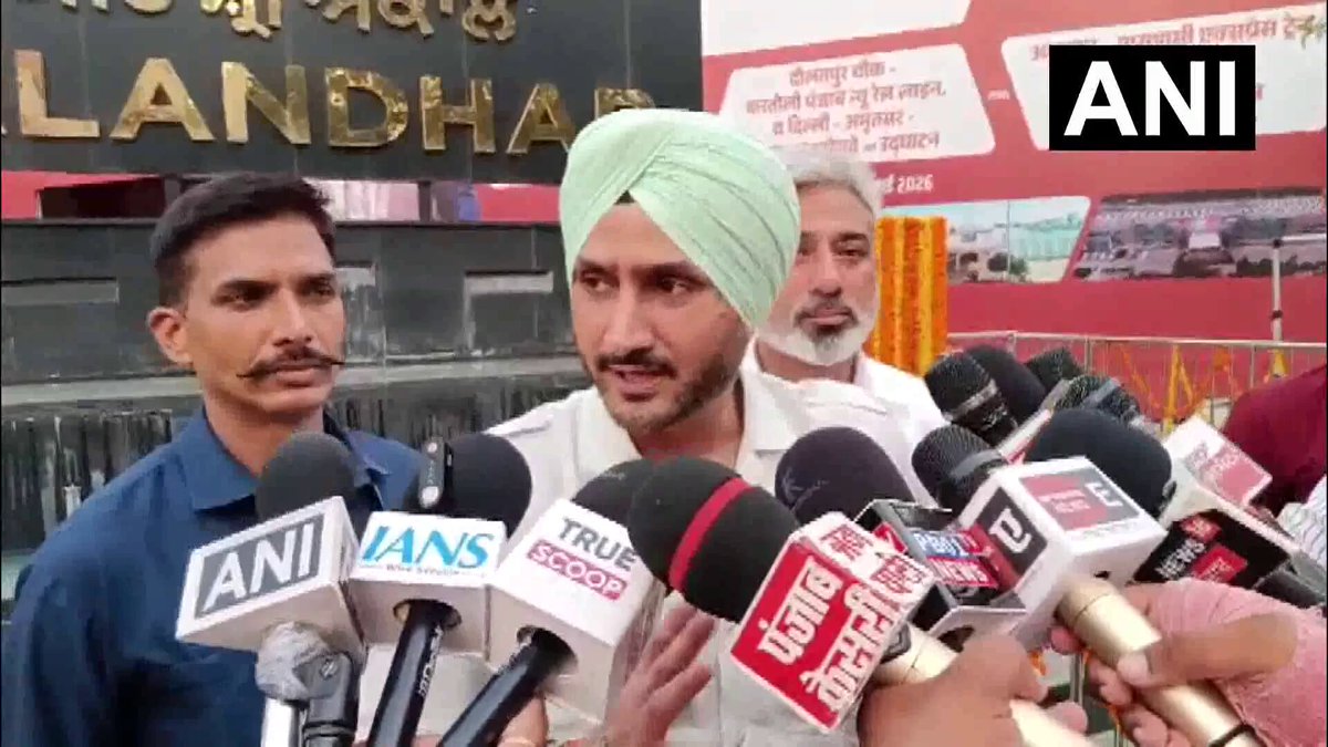 #WATCH | Jalandhar, Punjab: Rajya Sabha MP and former Indian Cricketer Harbhajan Singh says, "... Jalandhar Cantt station has got a new identity, and for me, being a resident of Jalandhar, I am very proud. It is a matter of pride that our station, which was a ruin-like building earlier, has now become such a beautiful building... If you see the states with the double-engine government, those have made progress..."