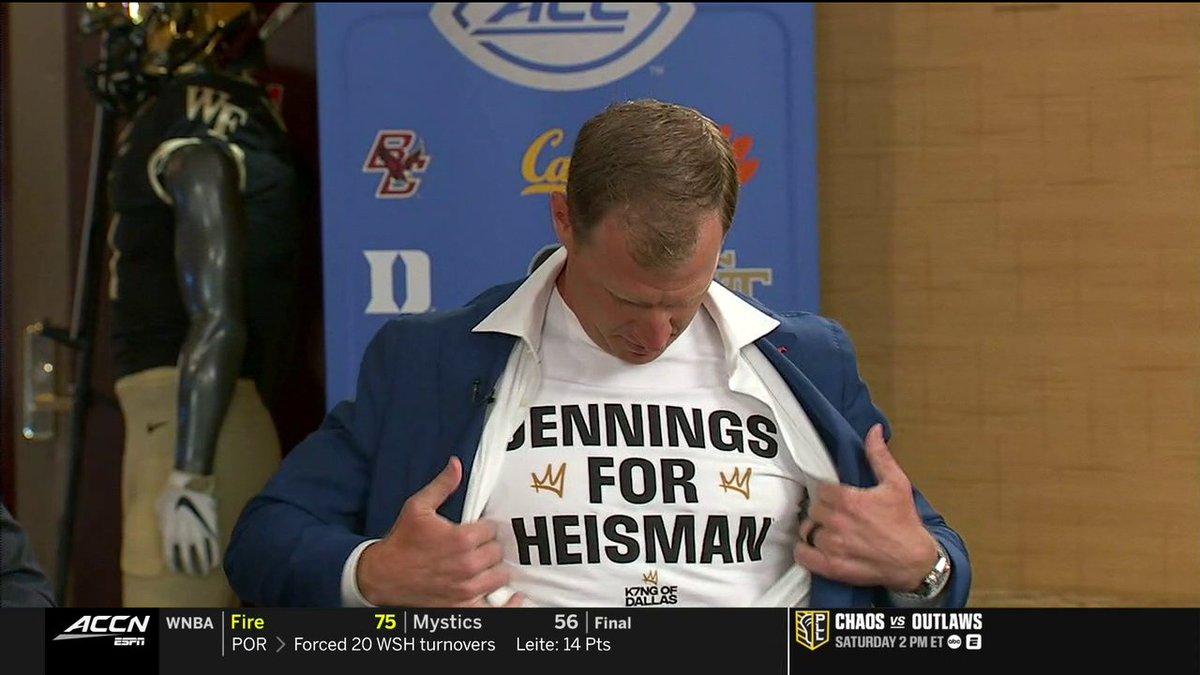 .Rhett Lashlee pulled up to ACC Kickoff in a Jennings For Heisman shirt 🔥 SMU Football