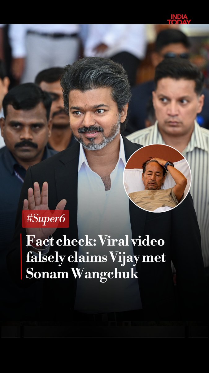 A viral video circulating on social media falsely claims that Tamil Nadu Chief Minister Vijay visited Jantar Mantar to meet climate activist Sonam Wangchuk. The claim is false. The video is actually from Perambur, Chennai, where Vijay was visiting his constituency a few days earlier. The old footage has been misleadingly reshared by several social media accounts, garnering millions of views. #FactCheck #Vijay #SonamWangchuk #FakeNews #IndiaTodaySocial