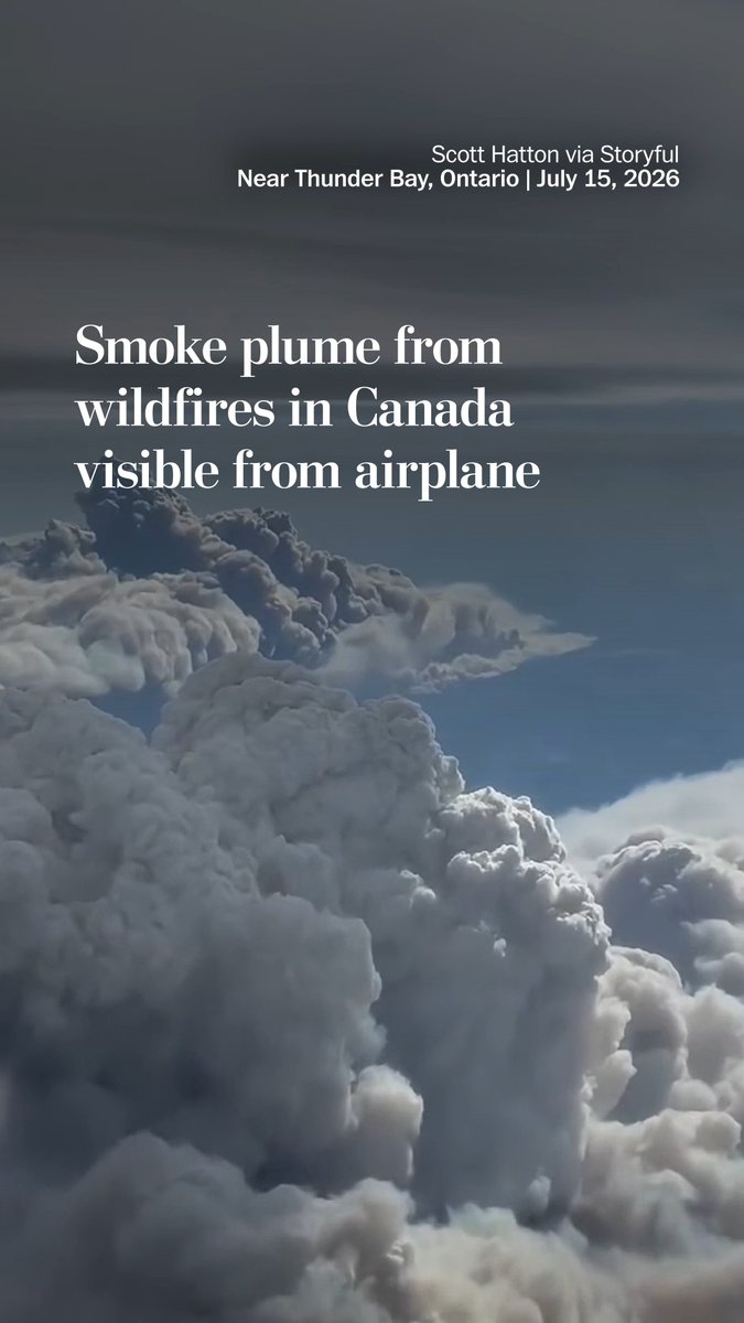 Aerial footage captured from a plane's cockpit showed smoke rising from Canadian wildfires burning in Ontario.