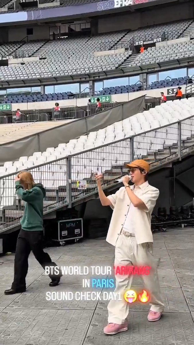 📸 INSTAGRAM J-Hope story: BTS WORLD TOUR 'ARIRANG' IN PARIS SOUND CHECK DAY1😝🔥