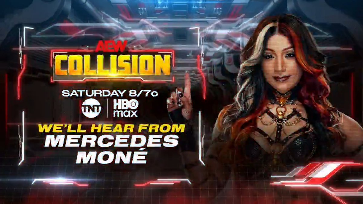 #AEWCollision 8/7c, TNT &amp; HBO Max Tomorrow, 7/18! We'll Hear From Big D Moné After her main event win on #AEWDynamite, 2026 Women's #OwenCup Winner Mercedes Moné returns to TNT! We'll hear from Mercedes Moné in her hometown of Boston, Tomorrow!