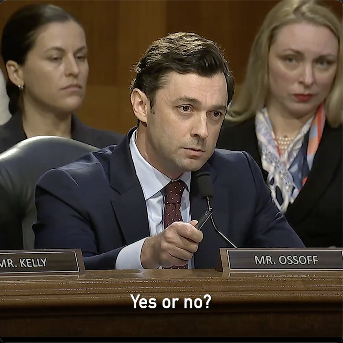 Sen. Ossoff asks Trump's Director of National Intelligence nominee about Tulsi Gabbard's presence at the Fulton County raid this year.