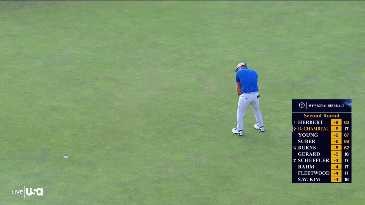BRYSON DECHAMBEAU LIGHTS UP 18 ⚡️😤 Closing birdie for 66 puts him solo second and just one back entering The Open weekend 👀
