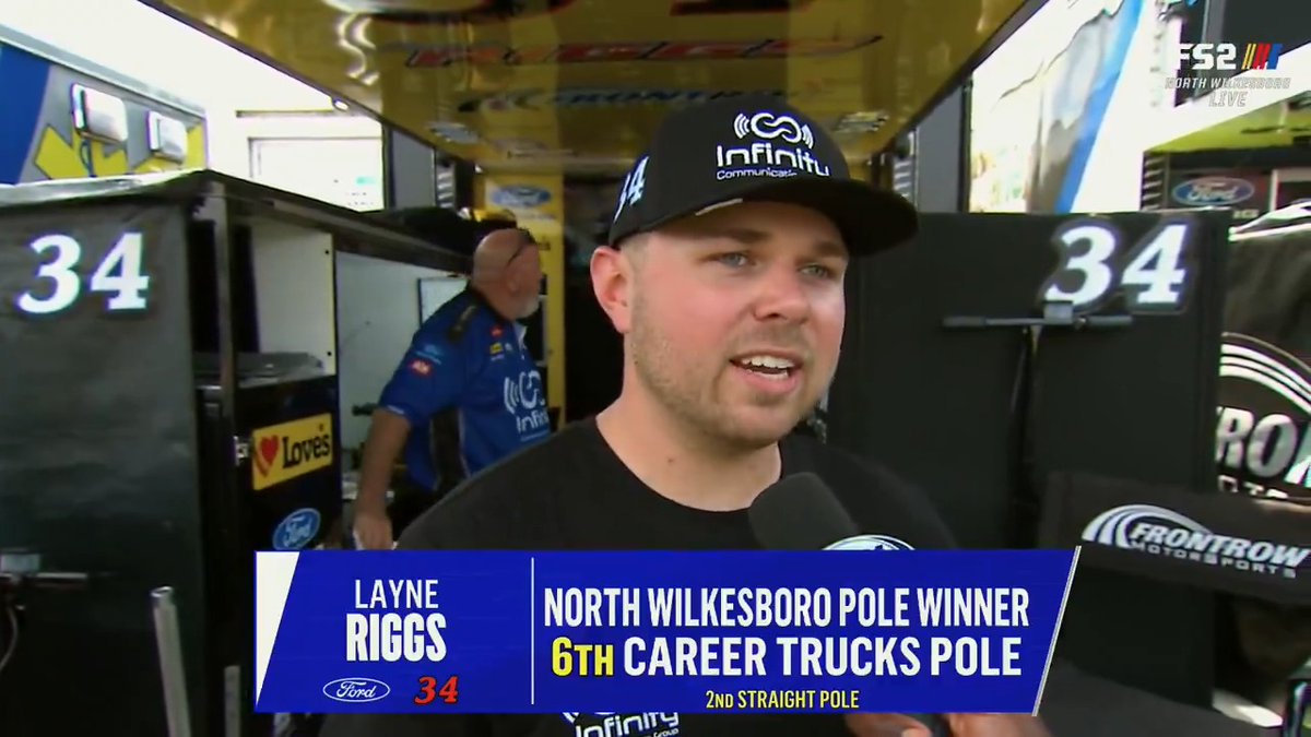 He didn't think the lap would hold, but Layne Riggs 🇺🇸 gets it done in North Wilkesboro. He talks with Josh Sims after qualifying.