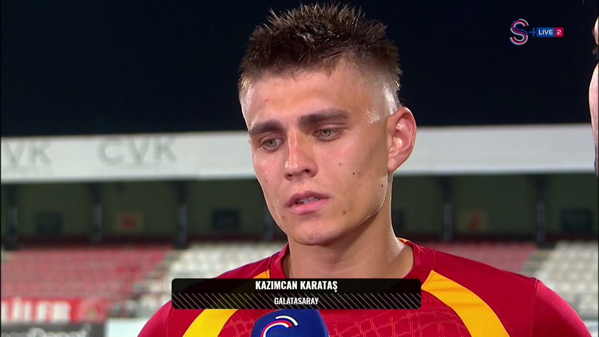 Kazımcan Karataş: "Her zaman hazırım. Hocamız nerede görev verirse önemli değil. Elimden geleni yapıyorum, yapmaya devam edeceğim. Kısa ayrılık sonrası Galatasaray forması giydim. Her zaman Galatasaray'a adanmış bir futbolcuyum ben. Galatasaraylıyım."