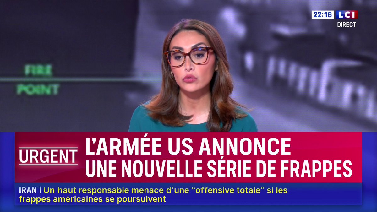 🔴 L'armée américaine annonce une nouvelle série de frappes contre l'Iran L'armée américaine a annoncé vendredi mener une nouvelle série de frappes contre l'Iran, pour la septième nuit consécutive. ▶️ ✦ Margot Haddad ✦