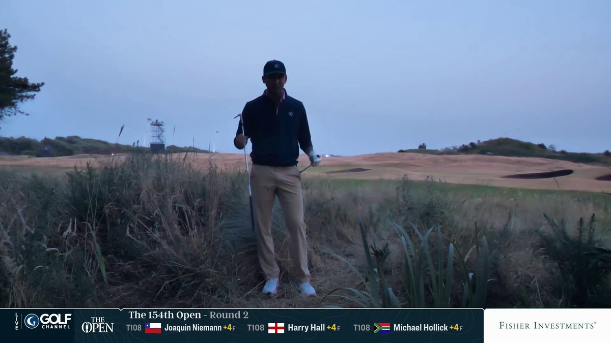 Out live on the 5th hole at the site of the rules incident 👀 Smylie Kaufman recreates the situation in the tall fescue that resulted in Bryson DeChambeau committing a 2-shot penalty