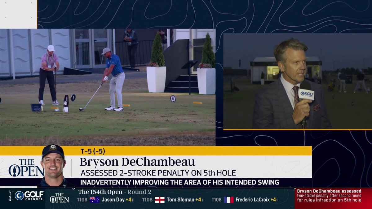 Bryson DeChambeau has not confirmed if he will continue playing The Open after receiving a 2-shot penalty. Todd Lewis reports from Royal Birkdale while DeChambeau works on the range ⬇️