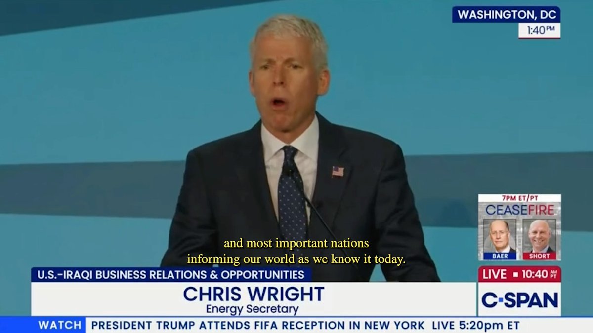 .Secretary Chris Wright delivers remarks before the signing of over $60 billion in U.S.-Iraqi energy deals.