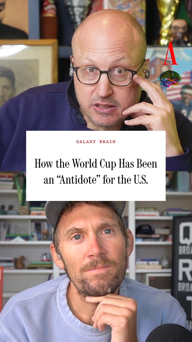 “It’s been fascinating to watch global football discover America in the most beautiful, really enriching, I think, important way,” the soccer podcaster Roger Bennett tells Charlie Warzel. They discuss how the World Cup has provided an “antidote” for the U.S. right now: Watch Galaxy Brain: