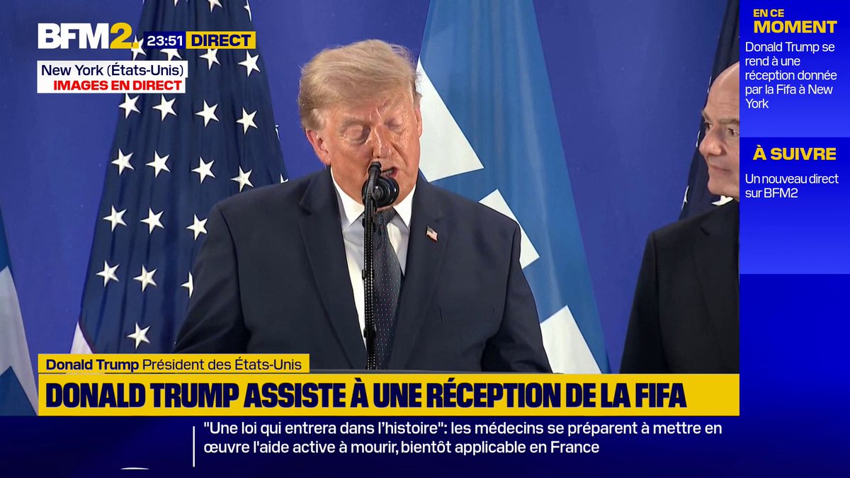 Mondial: "C'est de loin le plus grand Mondial de l'histoire" assure Donald Trump, félicitant le président de le FIFA Gianni Infantino #BFM2